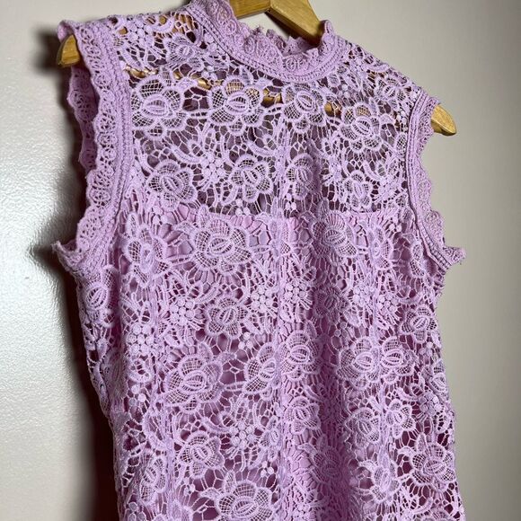 Pink Nanette Lepore Lace Shell Size L EUC - Picture 3 of 6